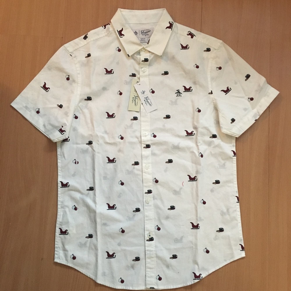 Penguin Christmas Button Down shirt NWT S